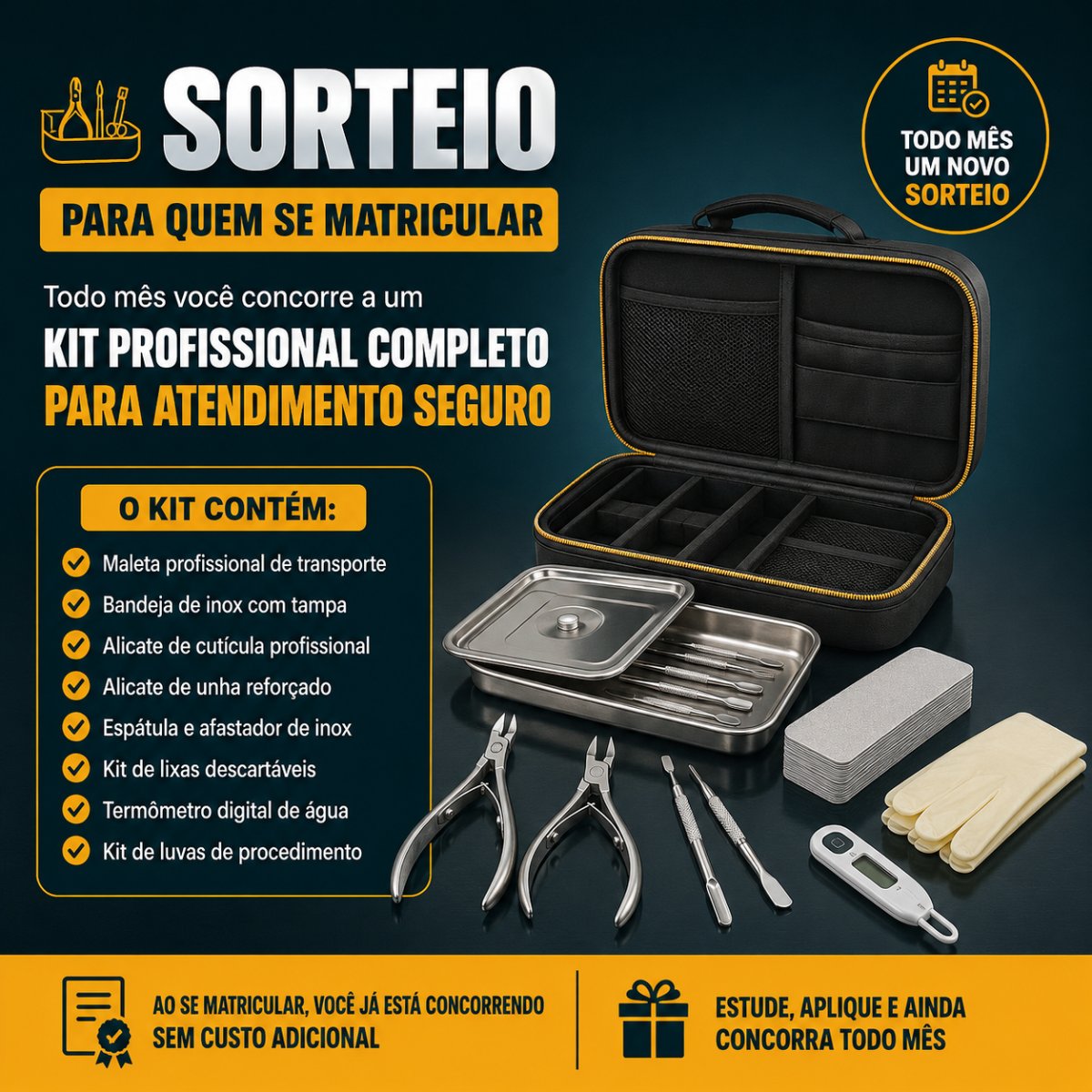 Kit sorteado mensalmente entre as alunas do Plano Profissional