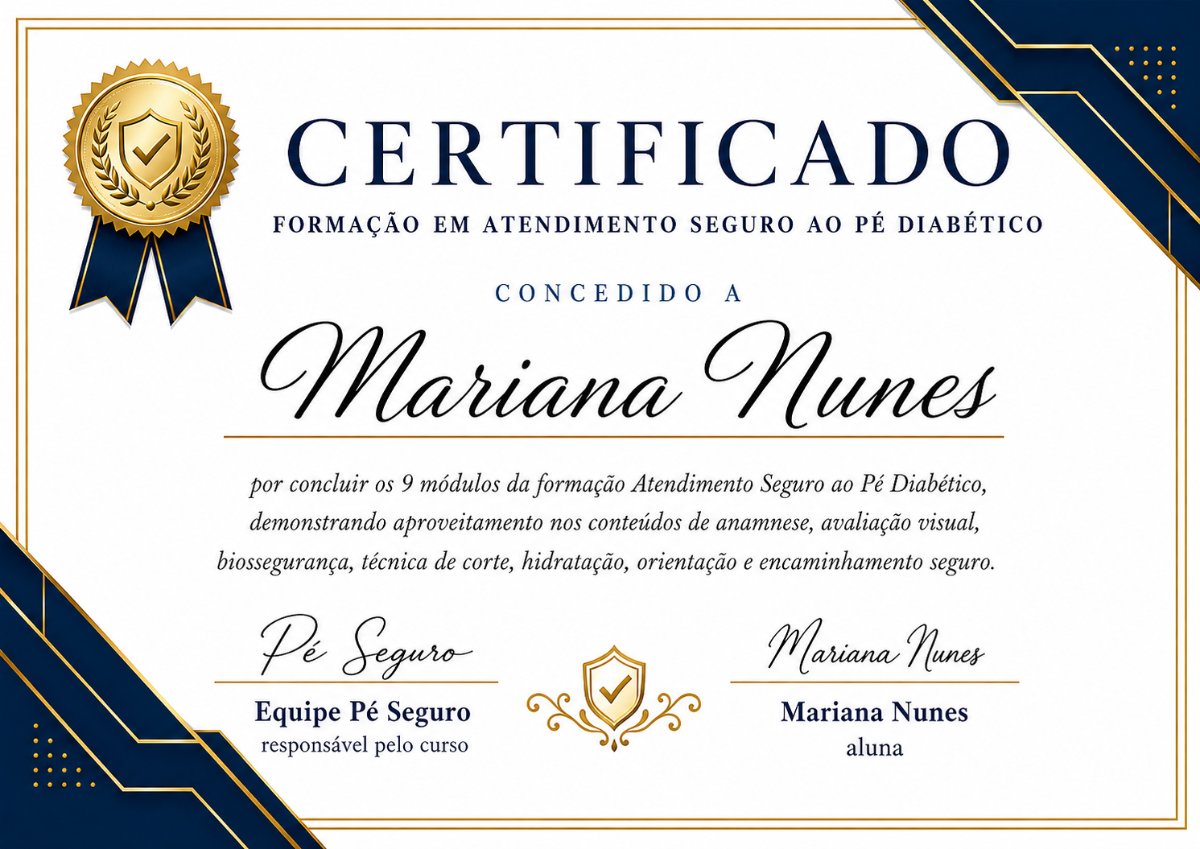 Certificado de conclusão do curso de atendimento seguro ao pé diabético